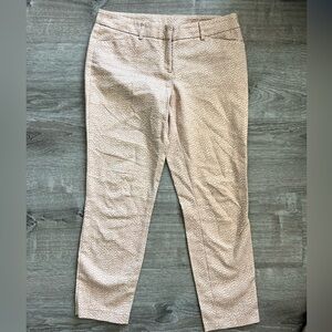 Kenar womens Cotten flat front neutral beige print  pants slacks size 8